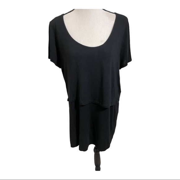 Motherhood nursing round collar short sleeve Top. Black size medium. Easy access - Picture 1 of 10